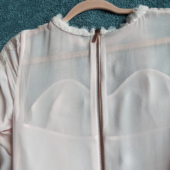 Ted Baker Looez Lace Trim Dress, Pink Nude Size 6-8 - Picture 11 of 16